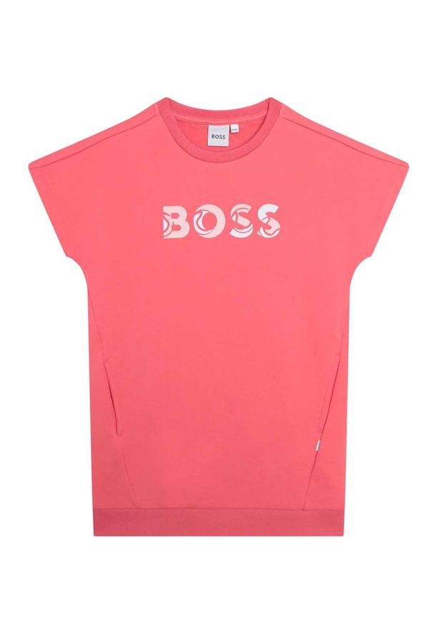 Рокля тип суитшърт с два джоба отпред BOSS Kidswear