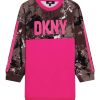 Рокля тип суитшърт с паднали ръкави и лого DKNY