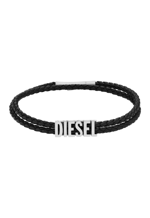 Сплетена кожена гривна с лого Diesel