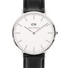 Сребрист часовник с кожена каишка Daniel Wellington