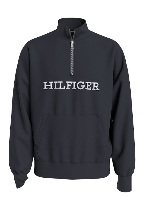 Суитшърт с къс цип и бродирано лого Tommy Hilfiger