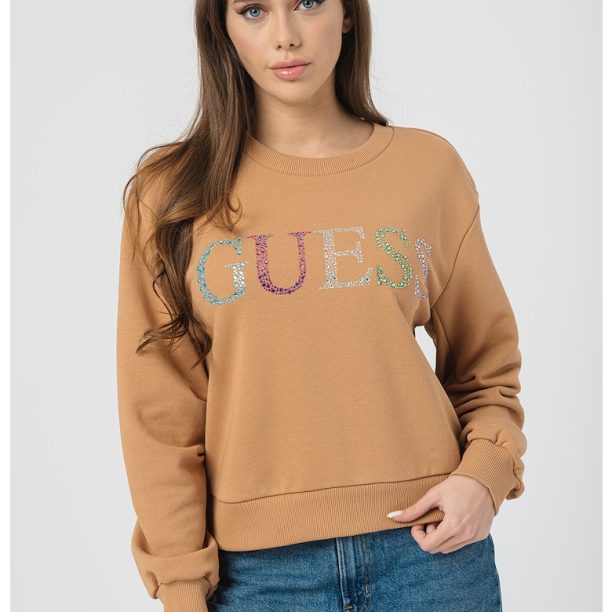 Суитшърт с лого от декоративни камъни GUESS JEANS