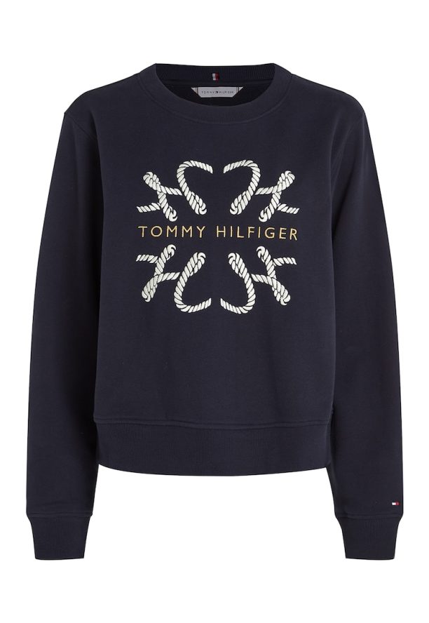 Суитшърт с овално деколте и бродирано лого Tommy Hilfiger