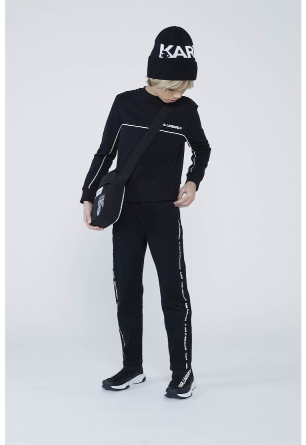 Суитшърт с овално деколте и лого KARL LAGERFELD KIDS