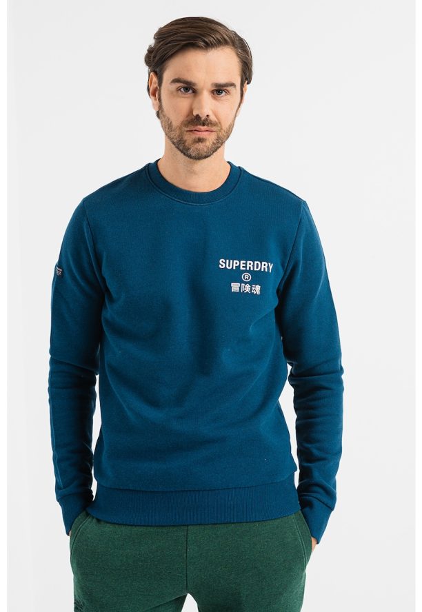 Суитшърт с овално деколте и лого SUPERDRY