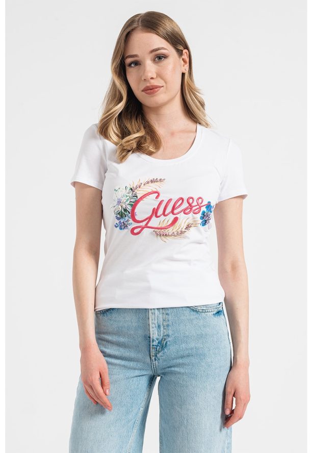 Тениска по тялото с лого GUESS JEANS