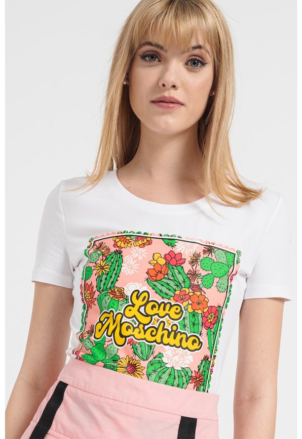 Тениска по тялото с лого Love Moschino