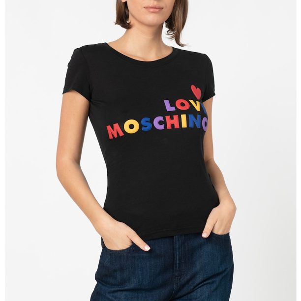 Тениска с гумирано лого Love Moschino