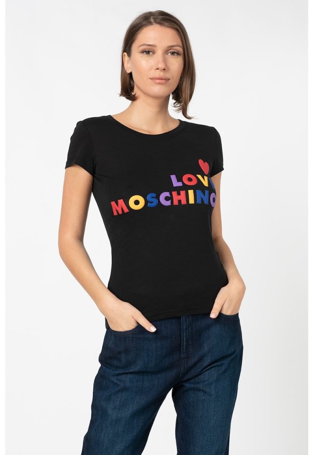 Тениска с гумирано лого Love Moschino