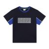 Тениска с контрастен панел BOSS Kidswear