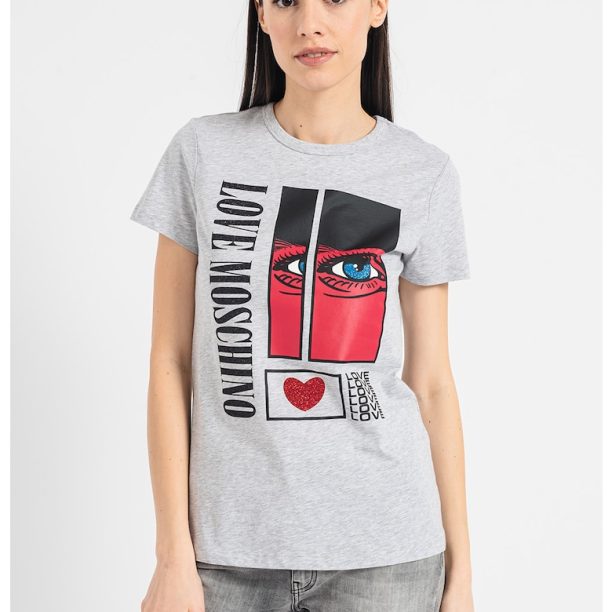 Тениска с лого и овално деколте Love Moschino