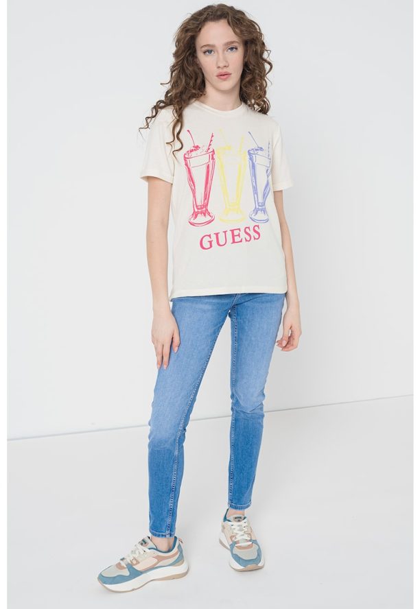 Тениска с лого и шарка GUESS JEANS