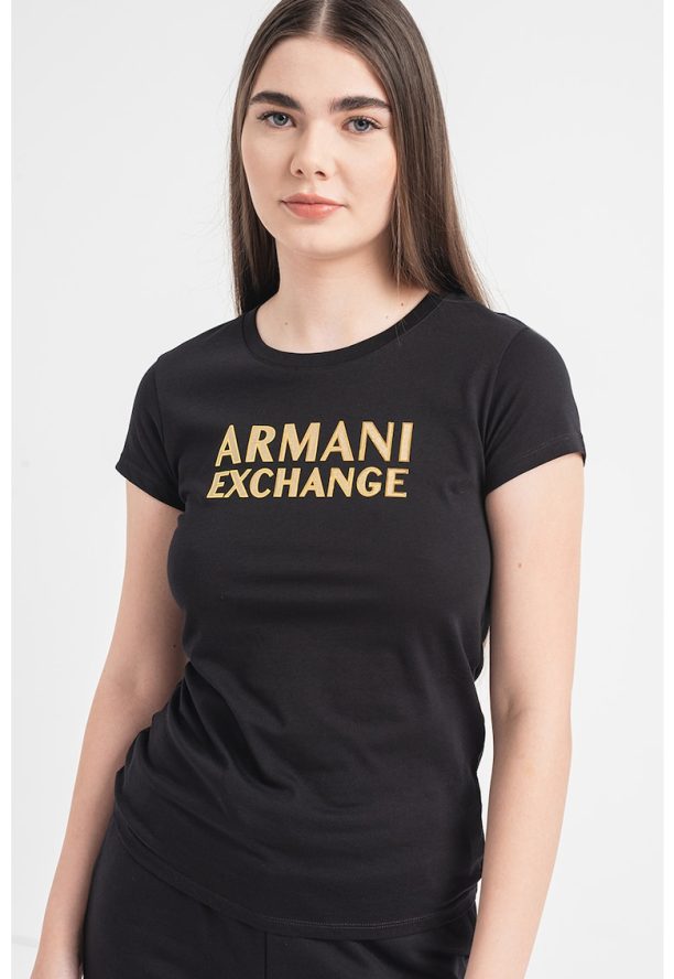 Тениска с овално деколте и брокат ARMANI EXCHANGE