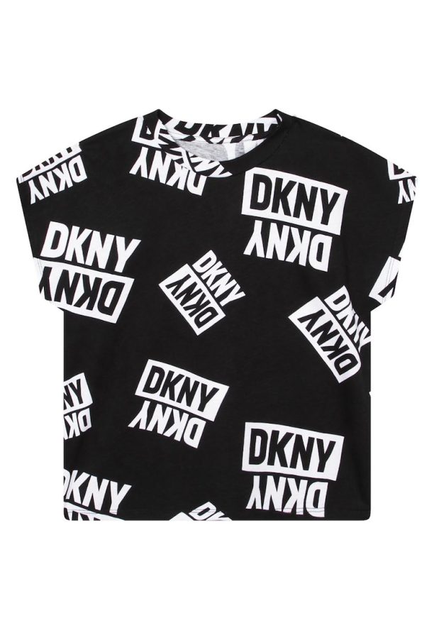 Тениска с овално деколте и десен с лого DKNY