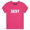 Тениска с овално деколте и десен с лого DKNY