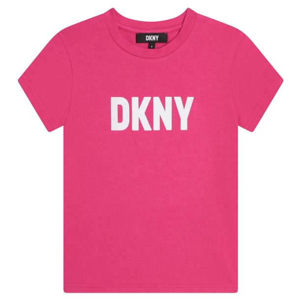 Тениска с овално деколте и десен с лого DKNY