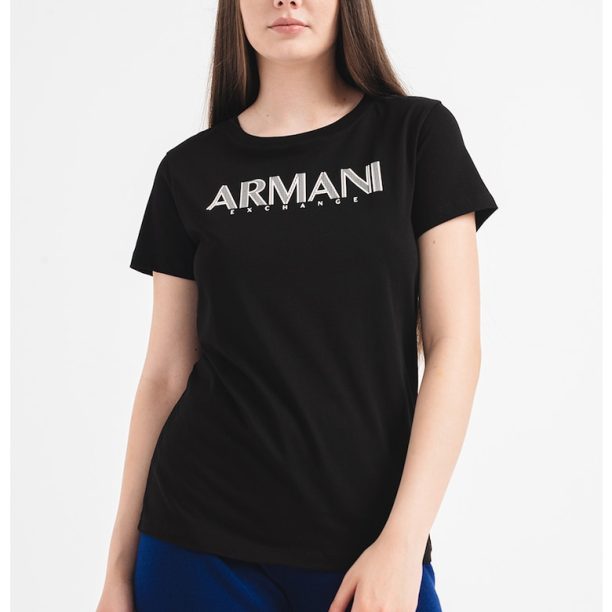 Тениска с овално деколте и лого ARMANI EXCHANGE