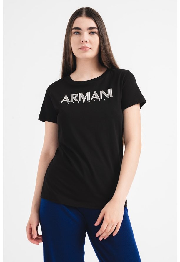 Тениска с овално деколте и лого ARMANI EXCHANGE