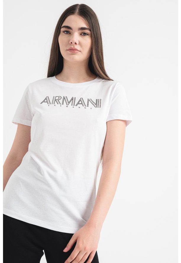 Тениска с овално деколте и лого ARMANI EXCHANGE