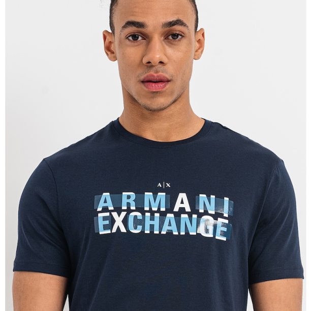 Тениска с овално деколте и лого ARMANI EXCHANGE