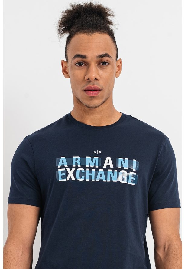 Тениска с овално деколте и лого ARMANI EXCHANGE