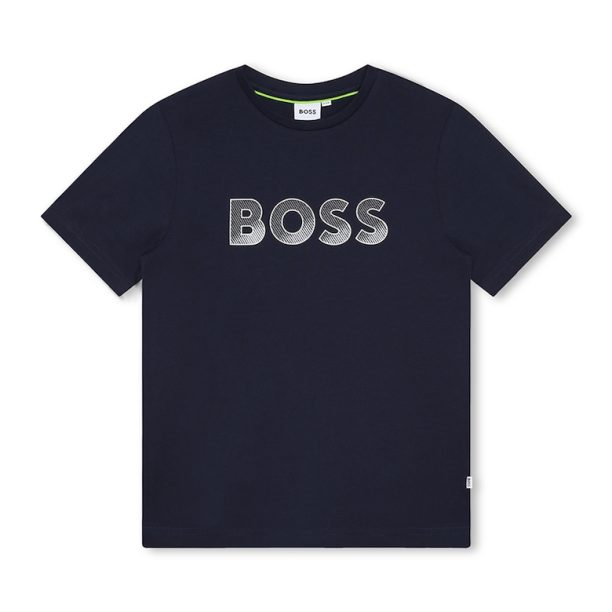 Тениска с овално деколте и лого BOSS Kidswear