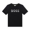 Тениска с овално деколте и лого BOSS Kidswear