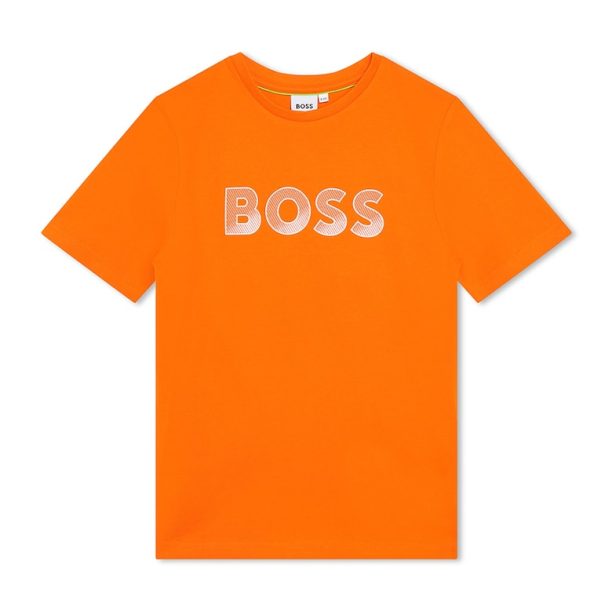 Тениска с овално деколте и лого BOSS Kidswear