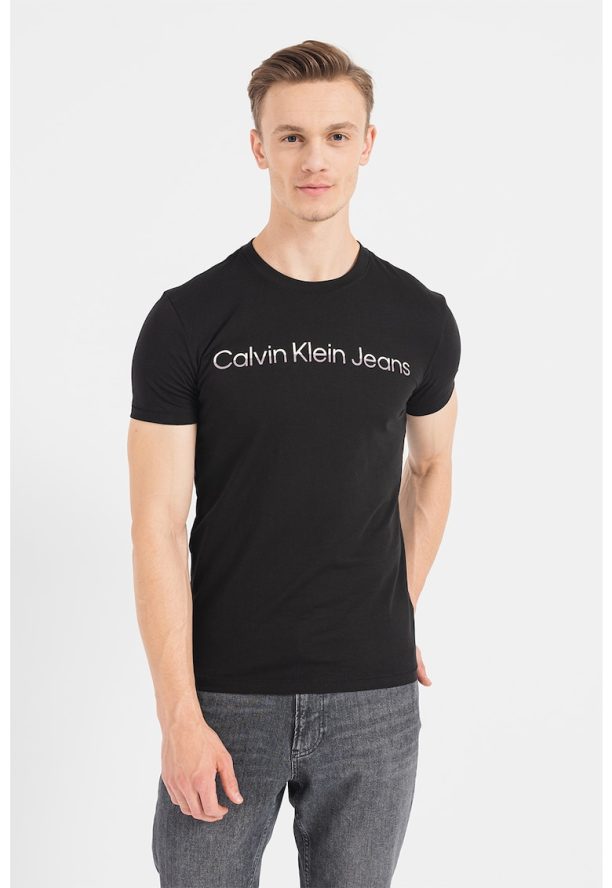 Тениска с овално деколте и лого CALVIN KLEIN JEANS