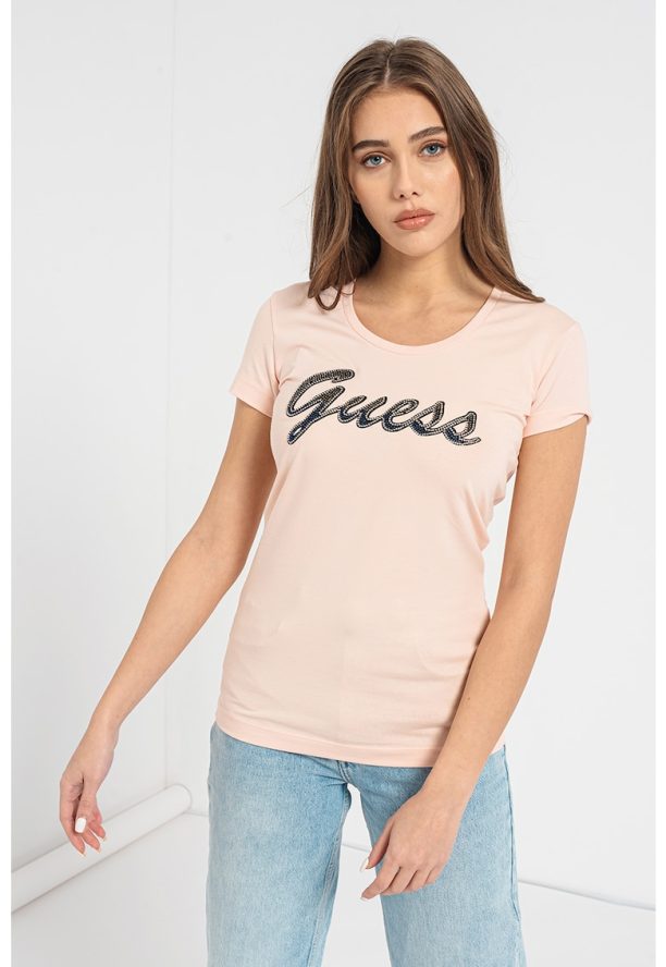 Тениска с памук и лого GUESS JEANS