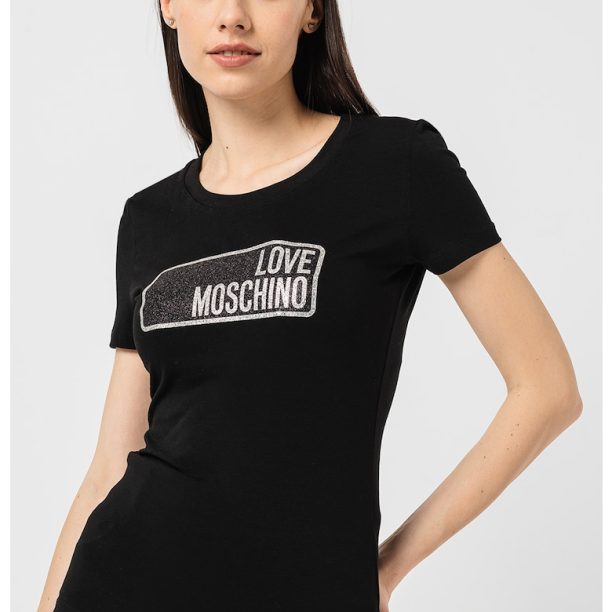 Тениска с памук и лого Love Moschino