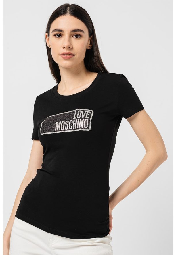 Тениска с памук и лого Love Moschino