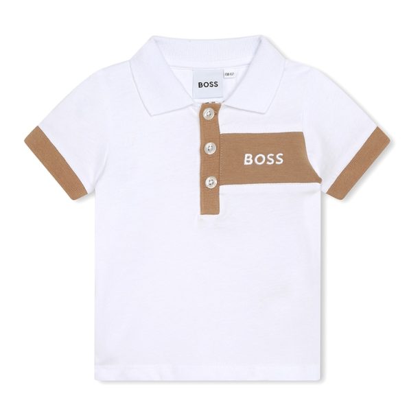 Тениска с памук и яка и къс панталон - 2 части BOSS Kidswear