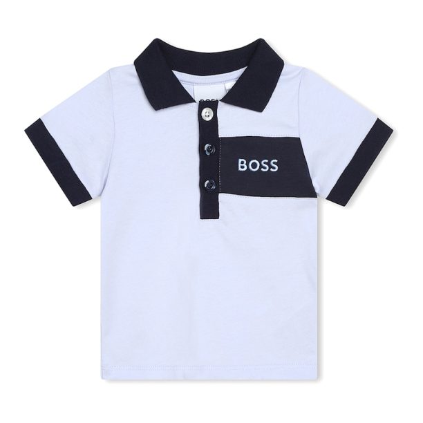 Тениска с памук и яка и къс панталон - 2 части BOSS Kidswear