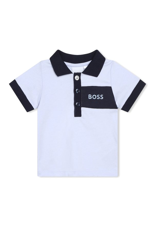 Тениска с памук и яка и къс панталон - 2 части BOSS Kidswear