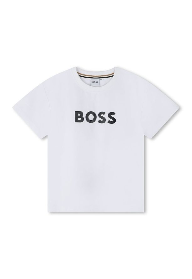 Тениска с памук с лого BOSS Kidswear