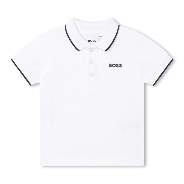 Памучна тениска с яка BOSS Kidswear