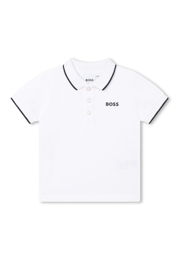 Памучна тениска с яка BOSS Kidswear