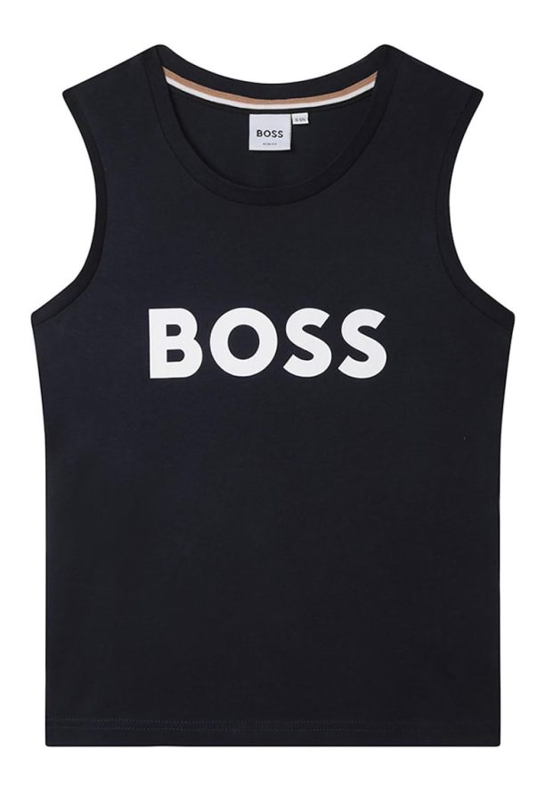 Топ с изрязан гръб и лого BOSS Kidswear