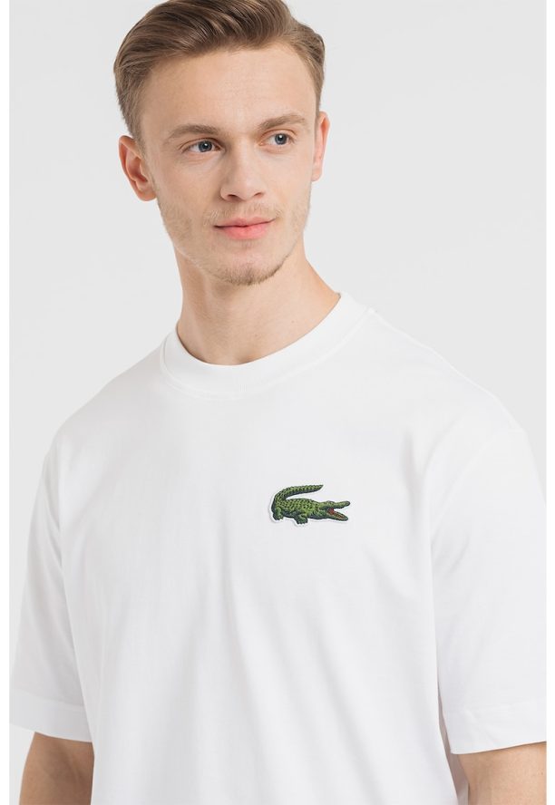 Унисекс тениска с овално деколте и лого Lacoste