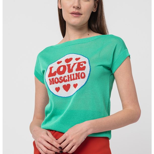 Фино плетен пуловер с къси ръкави Love Moschino