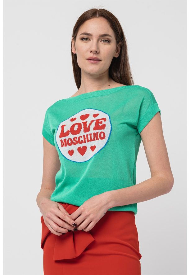 Фино плетен пуловер с къси ръкави Love Moschino