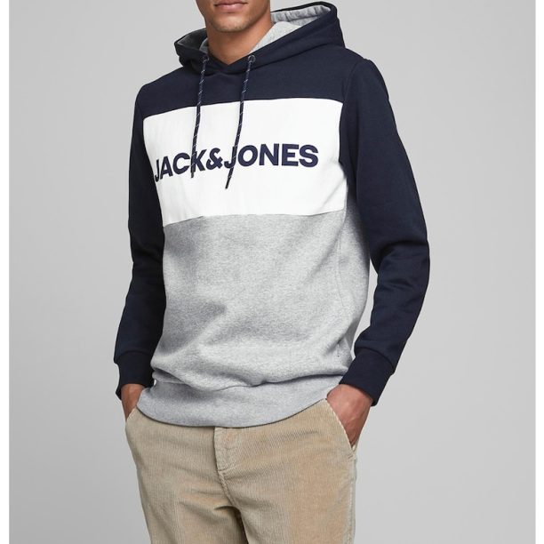 Худи с дизайн с цветен блок и лого Jack  Jones