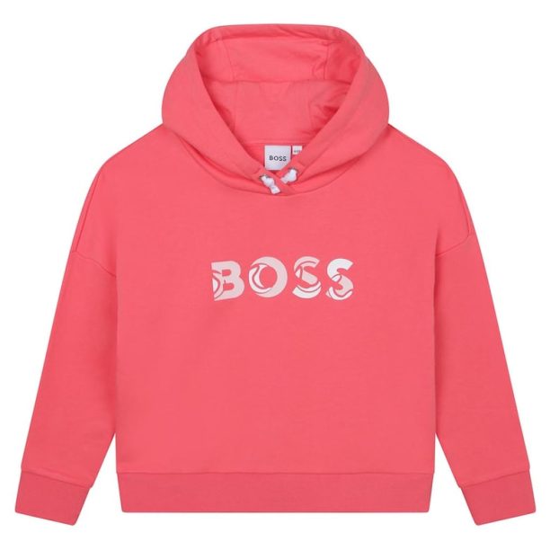 Худи с лого и паднали ръкави BOSS Kidswear