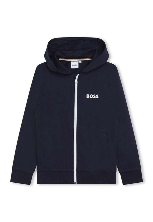 Худи с цип и лого BOSS Kidswear