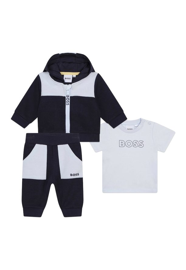 Худи с цип - спортен панталон и тениска - 3 части BOSS Kidswear