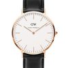 Часовник с черна кожена каишка Daniel Wellington