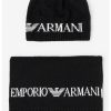 Шапка с десен с лого и шал Emporio Armani