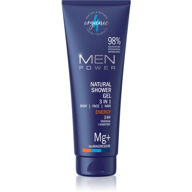 4Organic Men Power Energy почистващ гел 3 в 1 за мъже 250 мл.