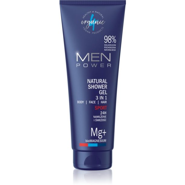 4Organic Men Power Sport почистващ гел 3 в 1 за мъже 250 мл.